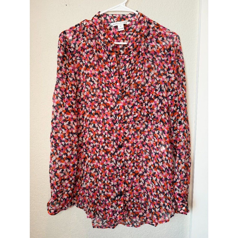 Diane Von Furstenberg 100% Silk Pink Abstract Floral Blouse Size 10